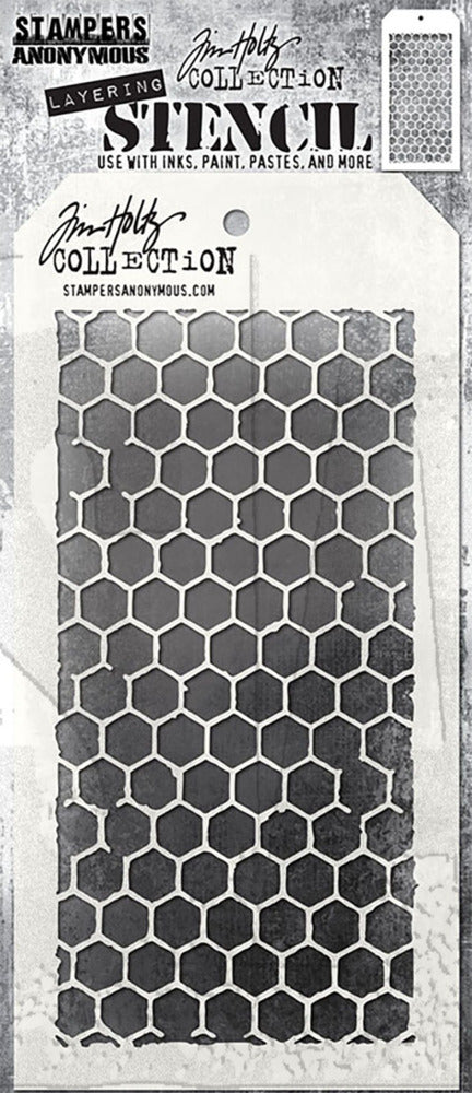 Stampers Anonymous - Tim Holtz - Layering Stencil - Honeycomb. Available at Embellish Away in Bowmanville Ontario Canada.