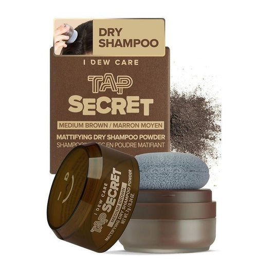 TAP SECRET MATTIFYING DRY SHAMPOO POWDER MEDIUM BROWN - Sampon Uscat Sub Forma De Pudra Pentru Saten Mediu - skinseen.ro