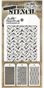 Tim Holtz - Mini Stencil Set - #12 (3pc). Available at Embellish Away located in Bowmanville Ontario Canada.