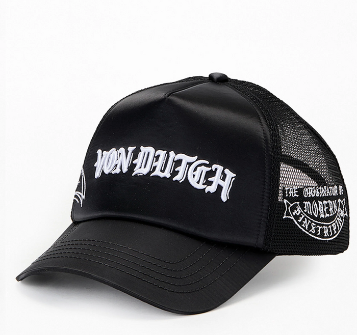 Von Dutch Black Satin Trucker