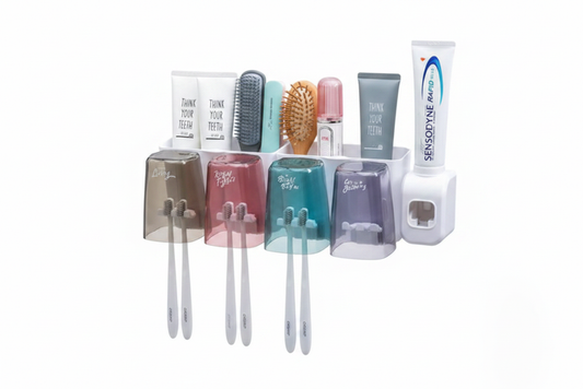 Wall-Mounted Toothbrush Holder Set - white background