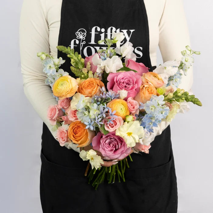 Watercolor Gardens Flower Bouquet Apron - Image