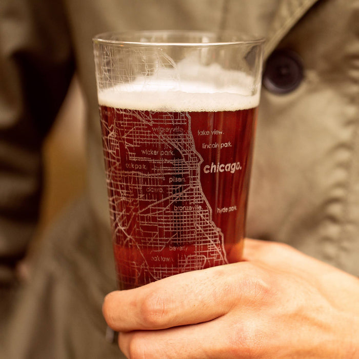 Well Told - CUSTOM ETCHED - U.S. City / Town Map - Pint Glass - 16 oz