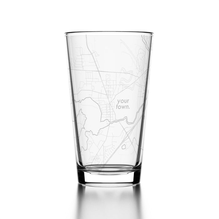 Well Told - CUSTOM ETCHED - U.S. City / Town Map - Pint Glass - 16 oz