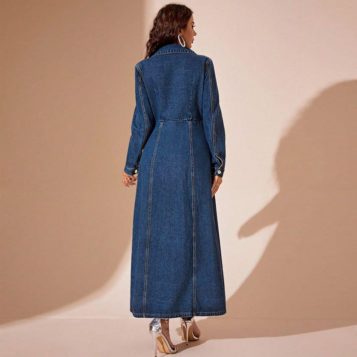 Women's Denim Button Cardigan Long Dress — Street Hipster Style