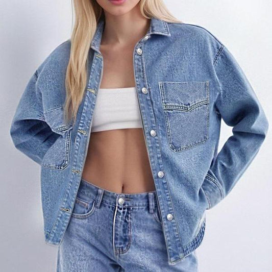Women's Rabbit Fur-Lined Denim Jacket — Casual Long Sleeve Warm Style