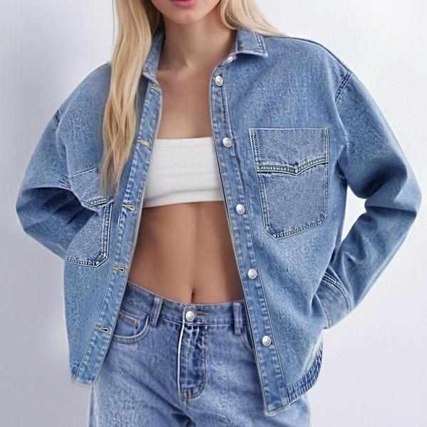 Women's Rabbit Fur-Lined Denim Jacket — Casual Long Sleeve Warm Style