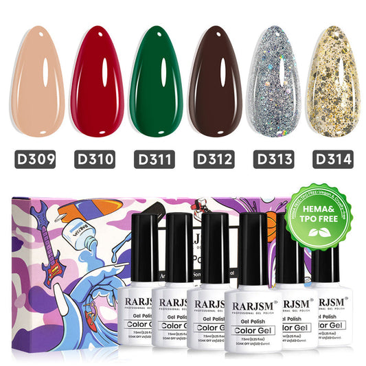 RARJSM Yuletide Glamour gel polish 6 bottles 7.5ml HEMA TPO free Christmas holiday gift set